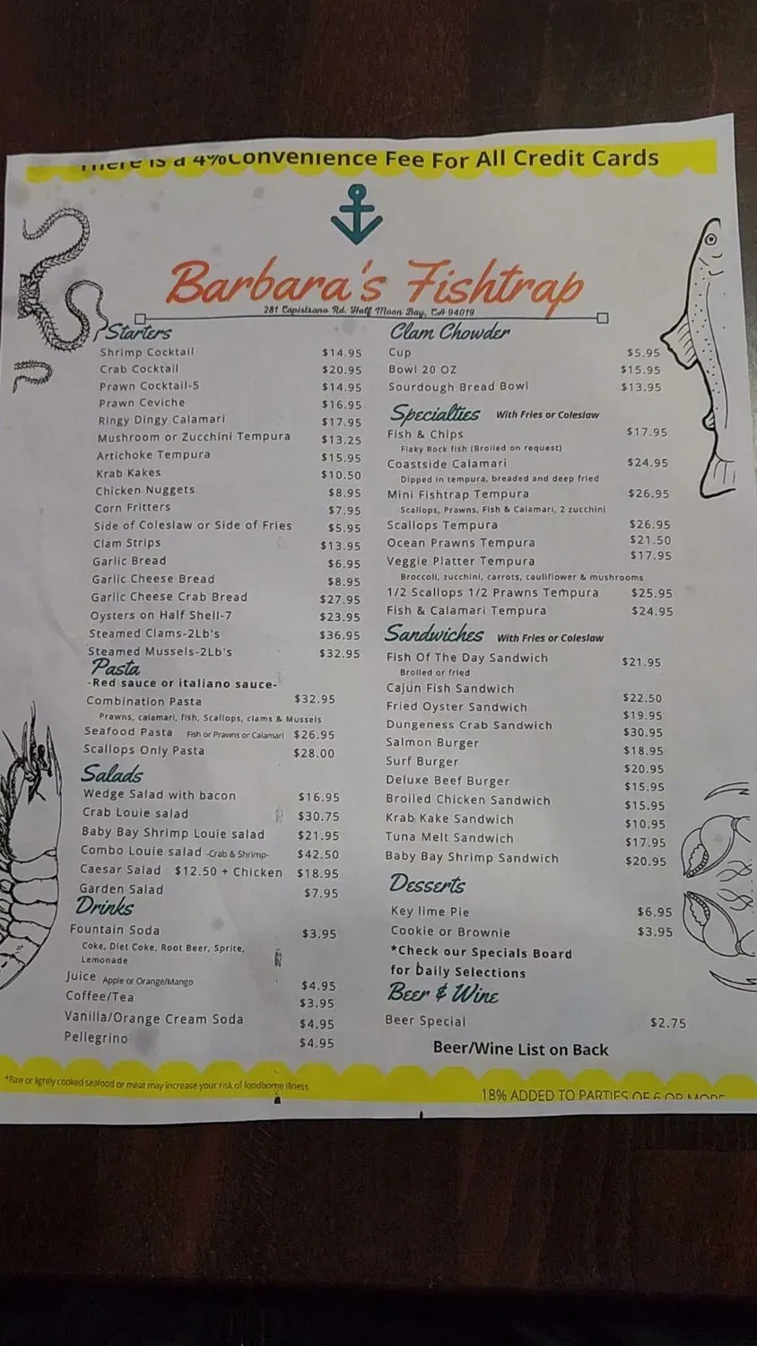 Barbara's Fishtrap Menu - Updated November 2025