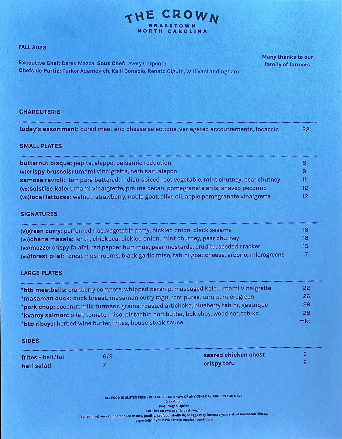 The Crown Restaurant Menu - Updated November 2025