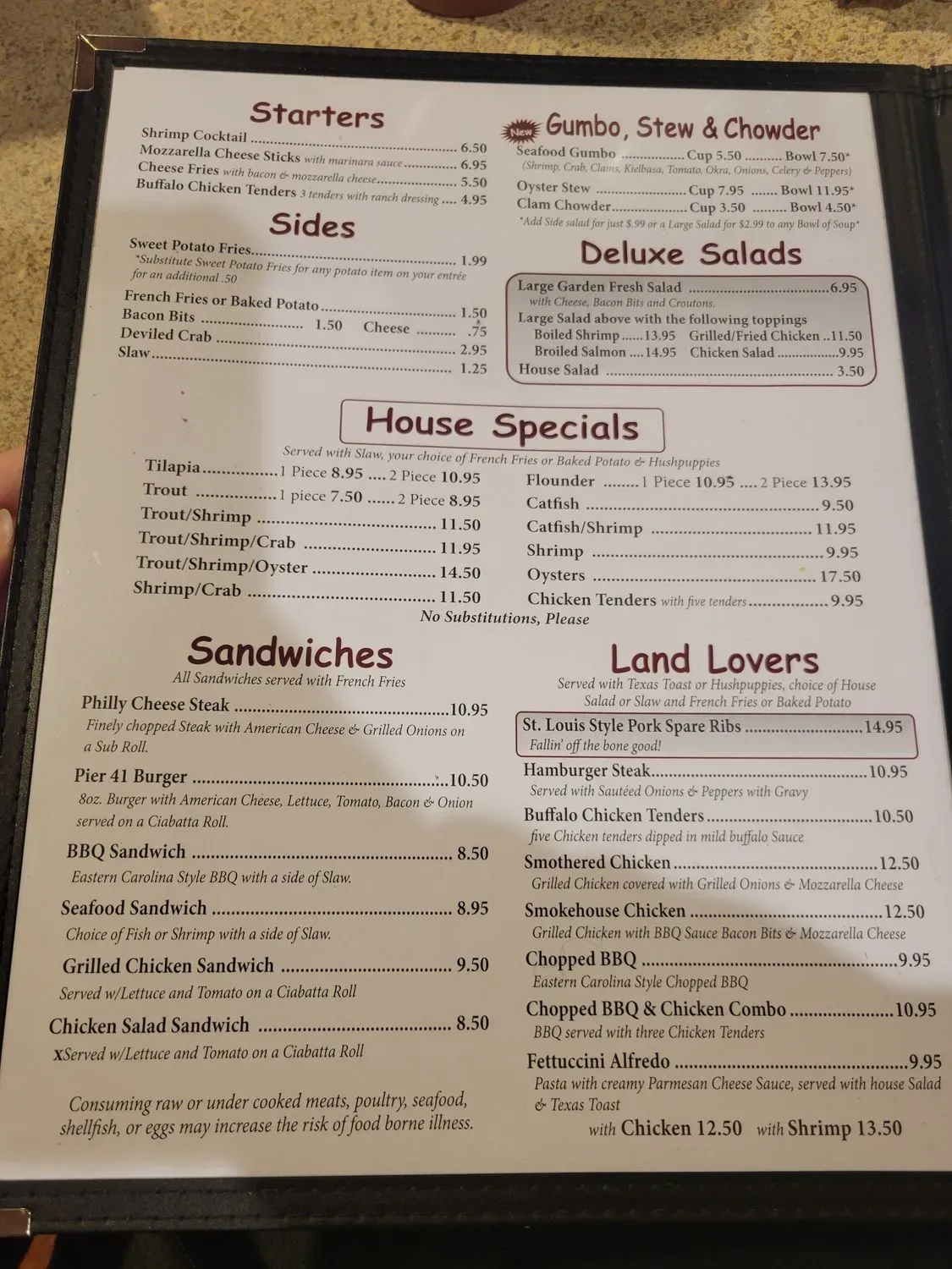 Pier 41 Seafood Menu - Updated November 2025