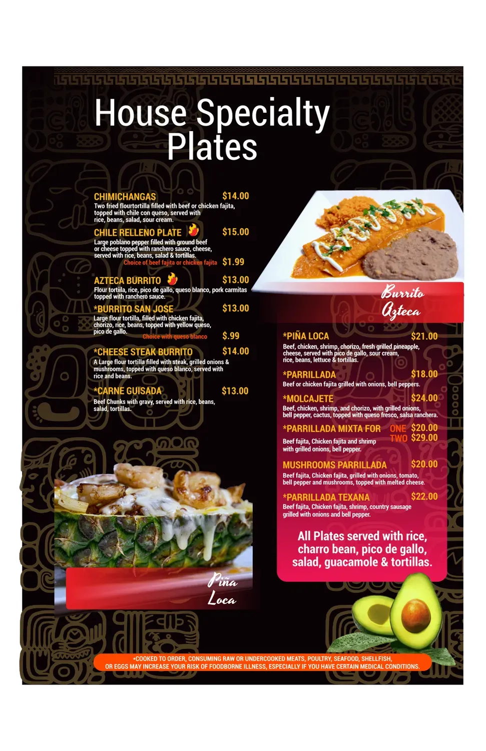 Azteca Mexican Bar and Grill Menu - Updated November 2025