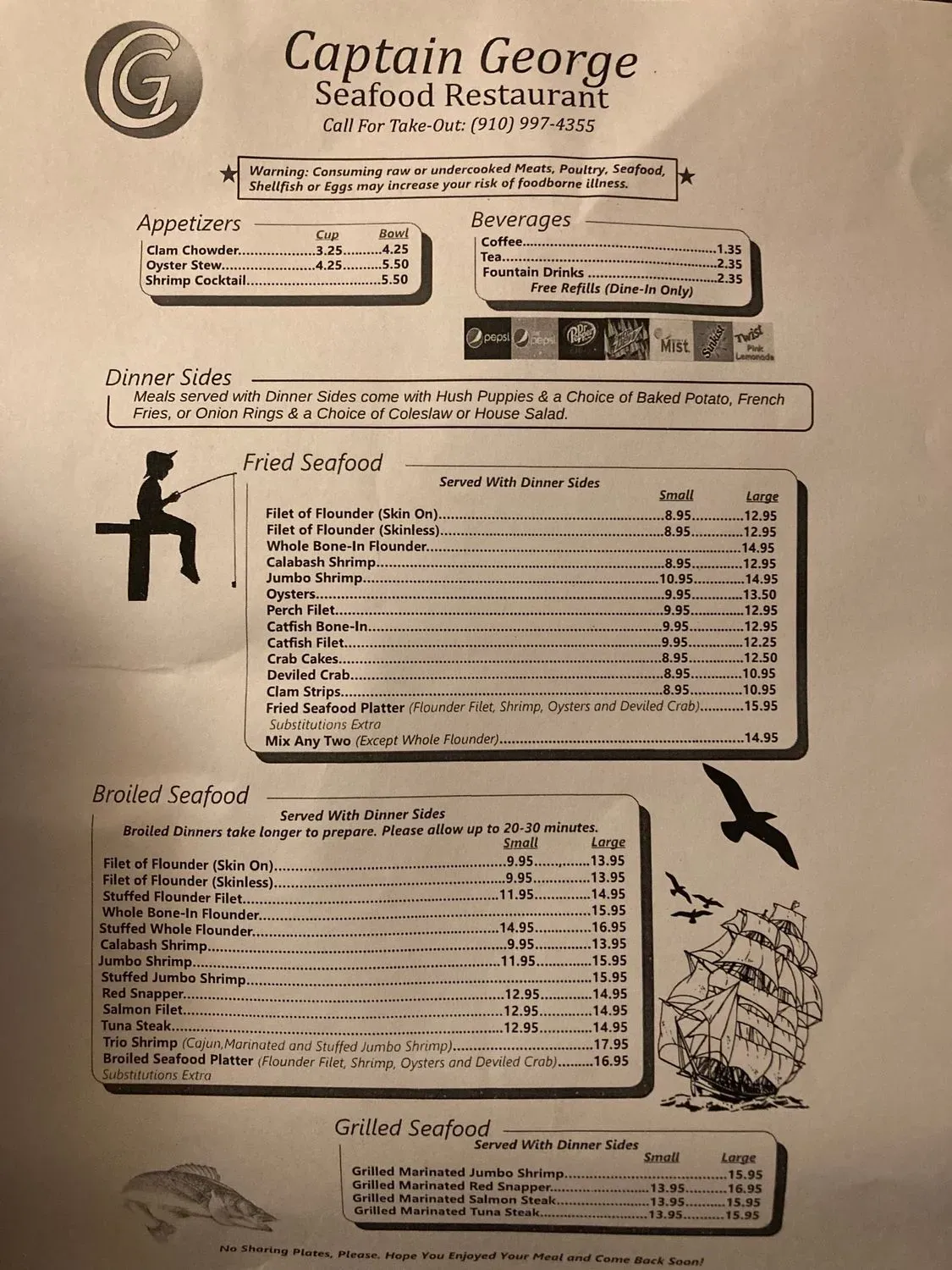 Captain George Seafood Restaurant Menu - Updated November 2025
