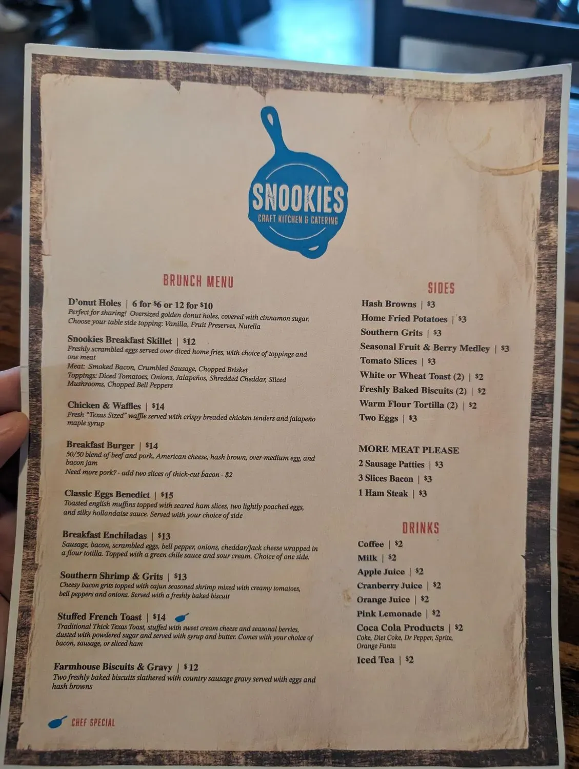 Snookies Craft Kitchen Menu - Updated November 2025