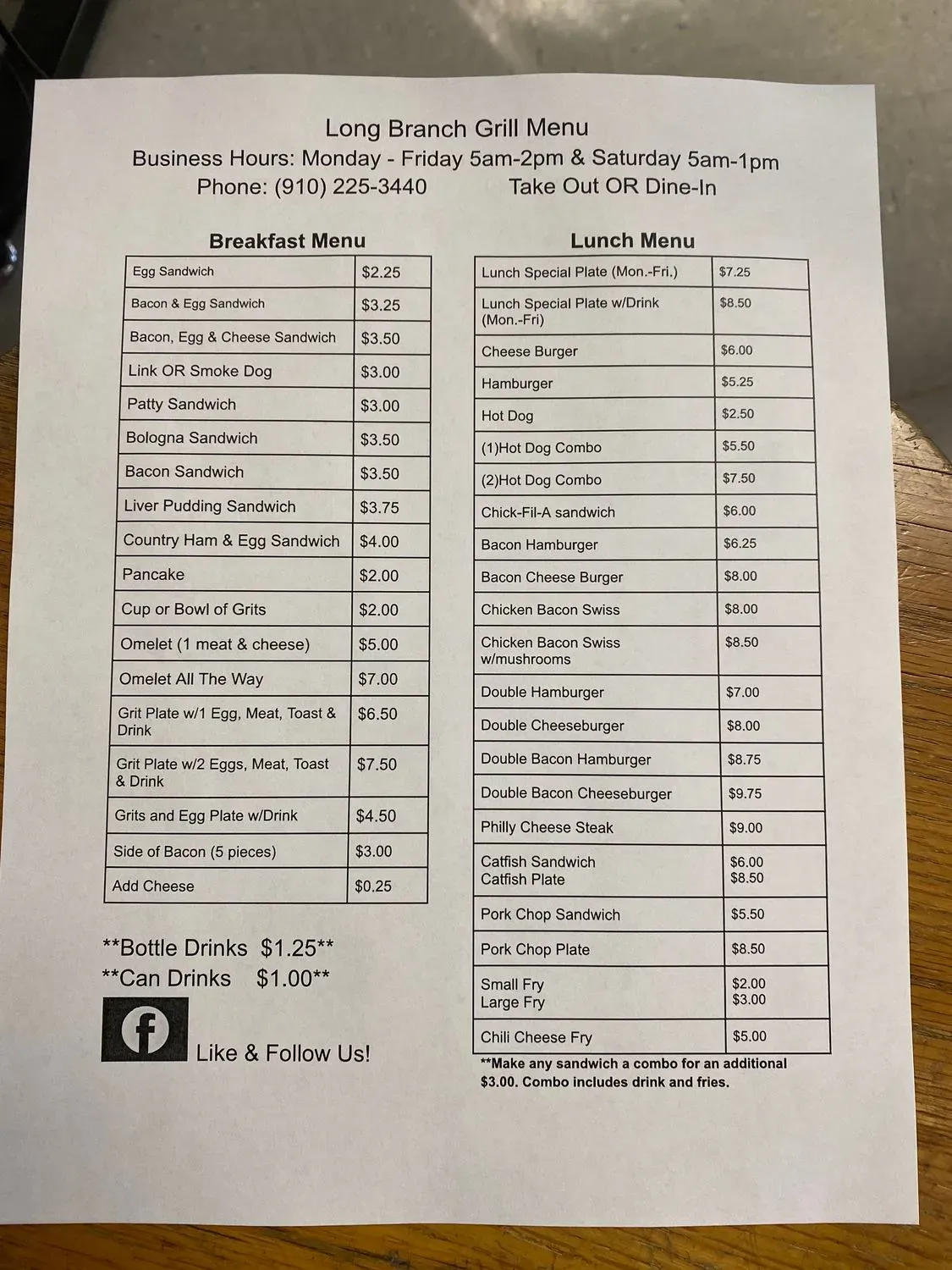 The Long Branch Grill Menu - Updated November 2025