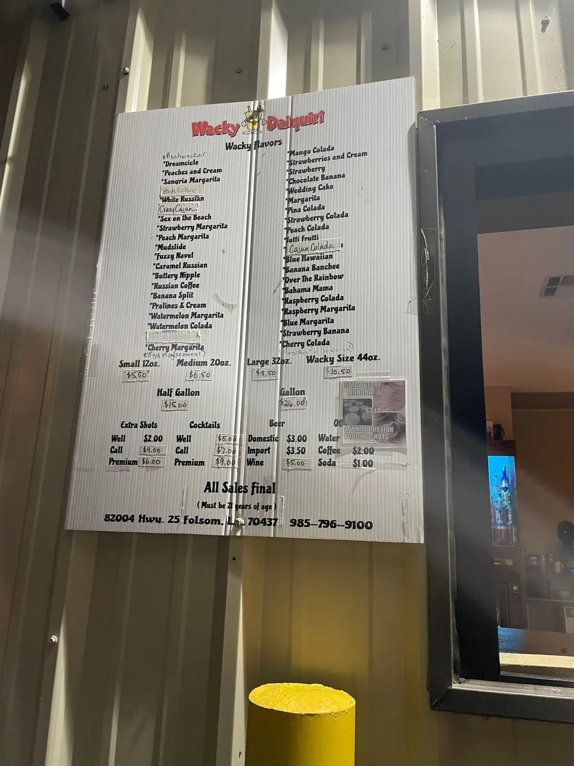 Wacky Daiquiri Menu - Updated November 2025