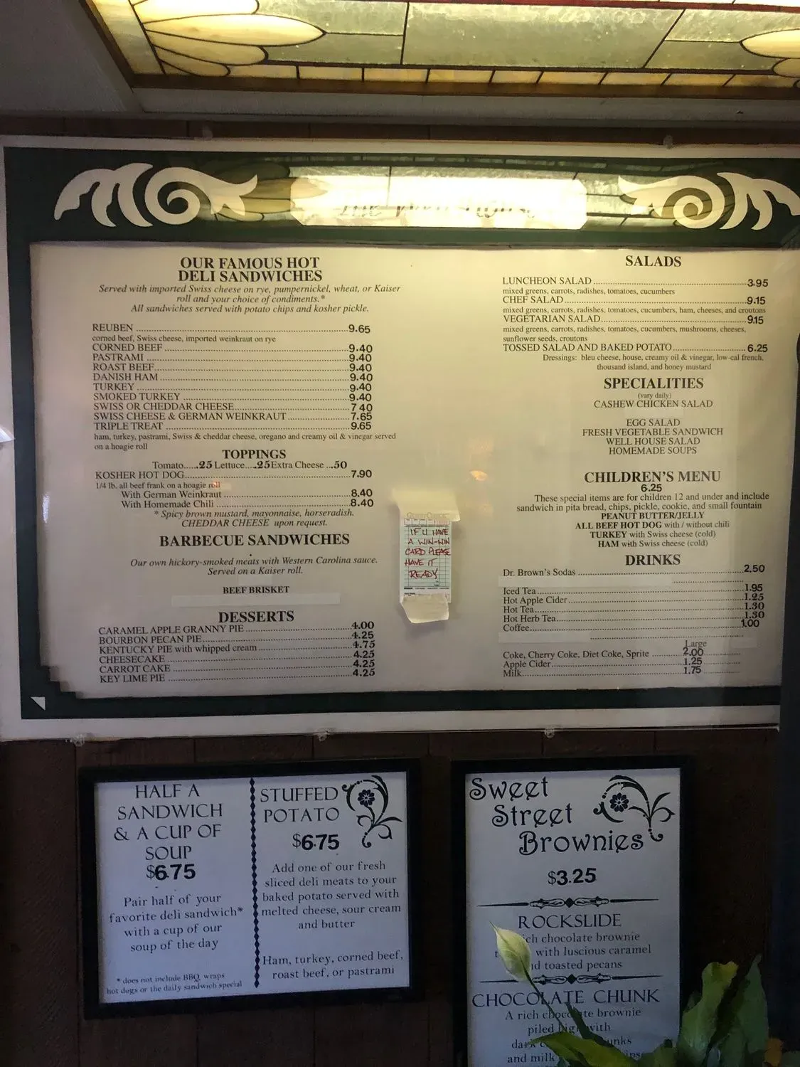 The Well House Menu - Updated November 2025