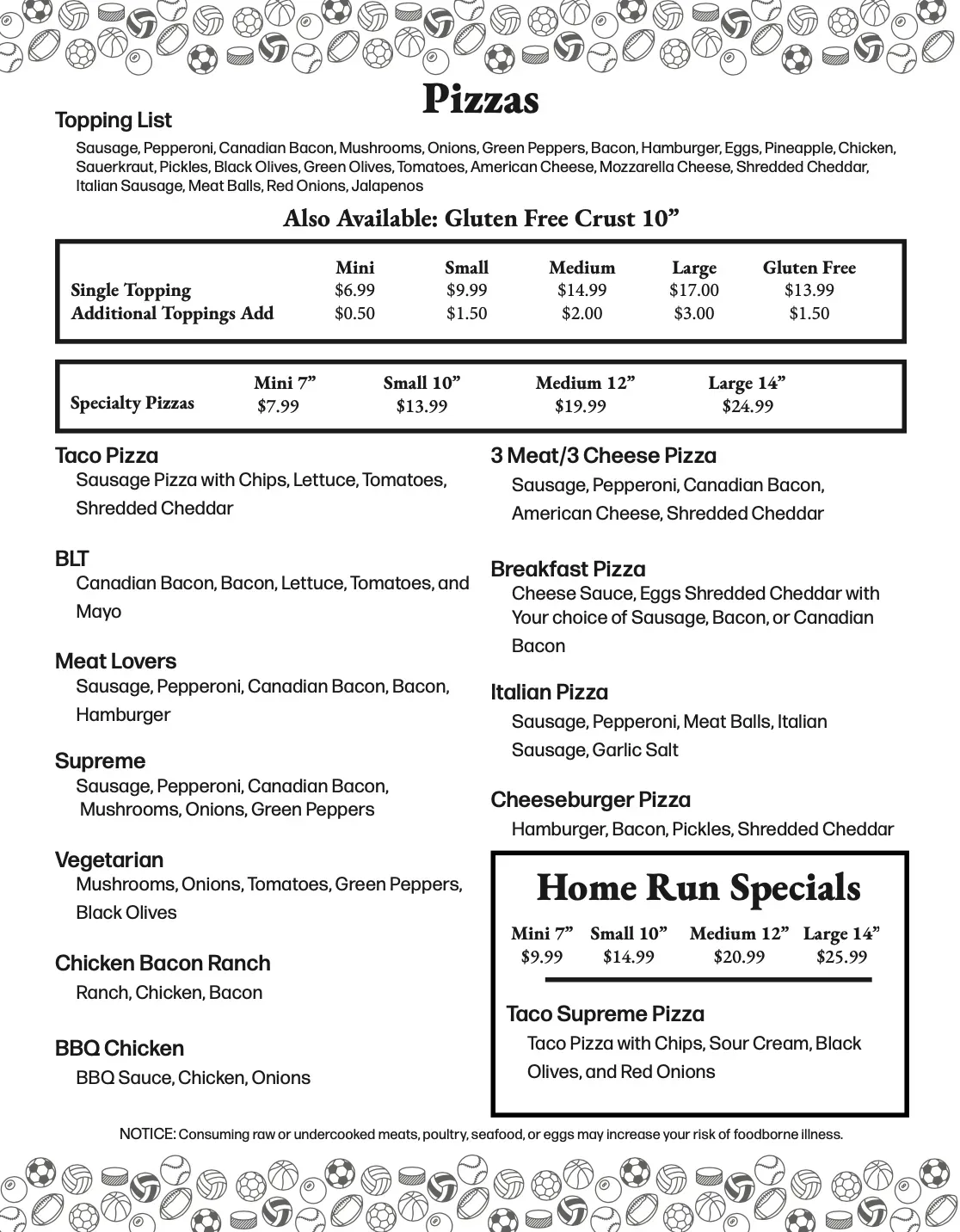 TJ Shooters Menu - Updated November 2025