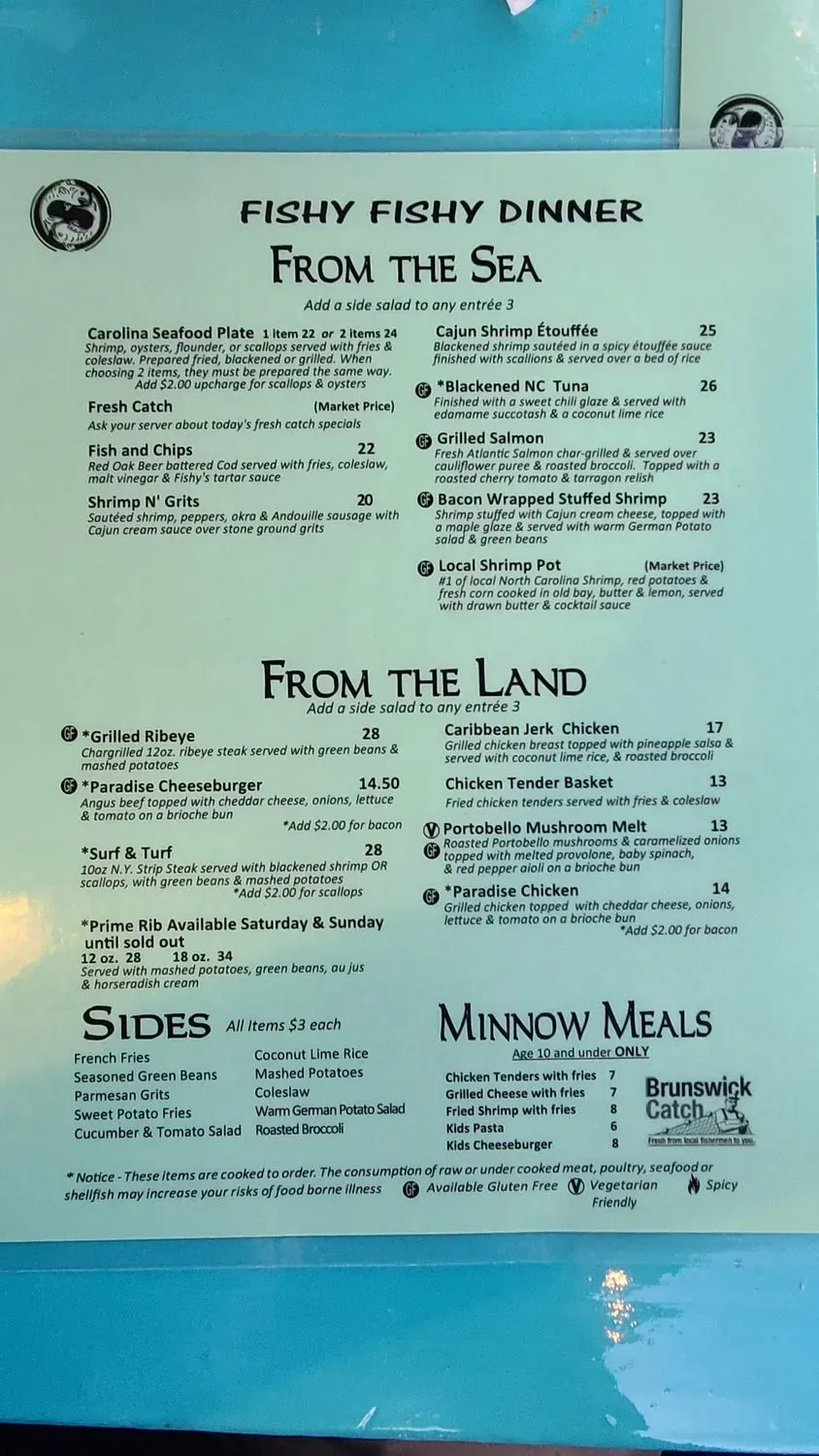 Fishy Fishy Cafe Menu - Updated November 2025