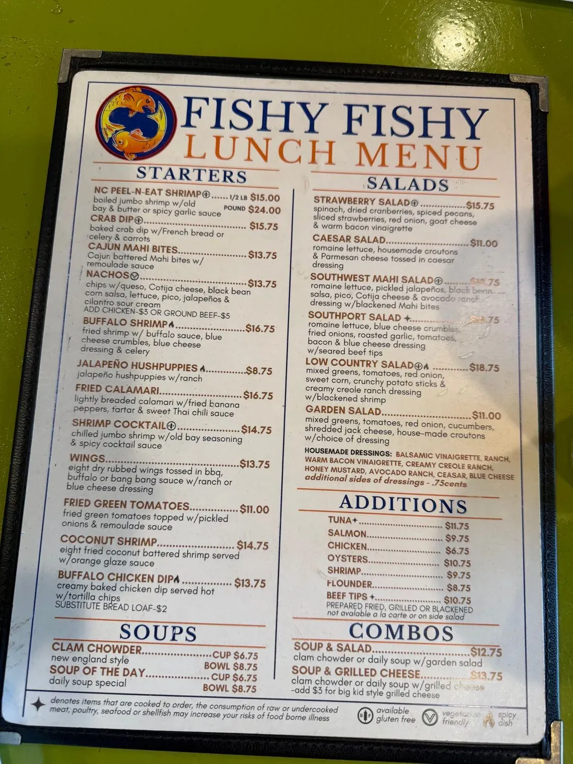 Fishy Fishy Cafe Menu - Updated November 2025