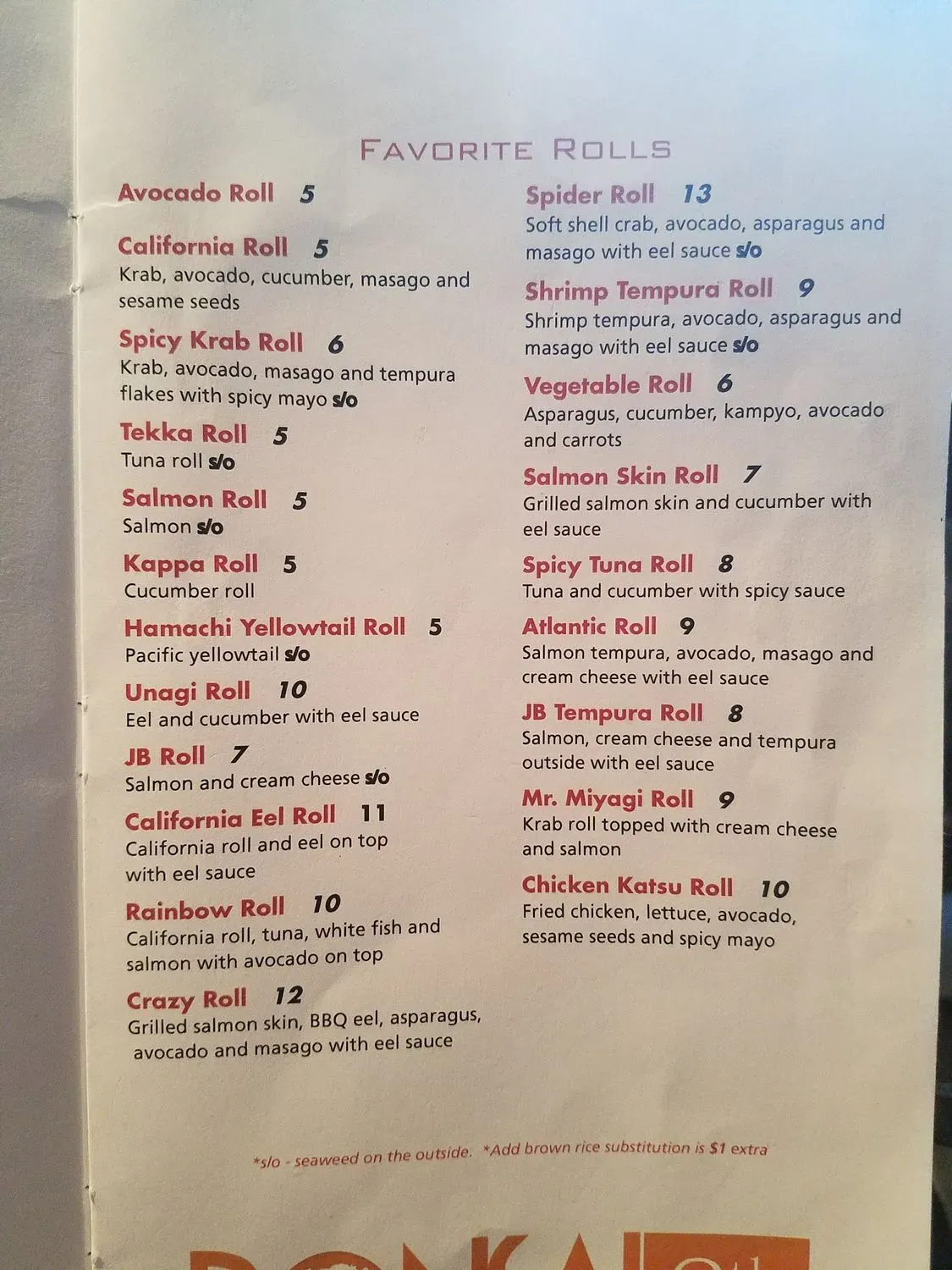 Menu 5