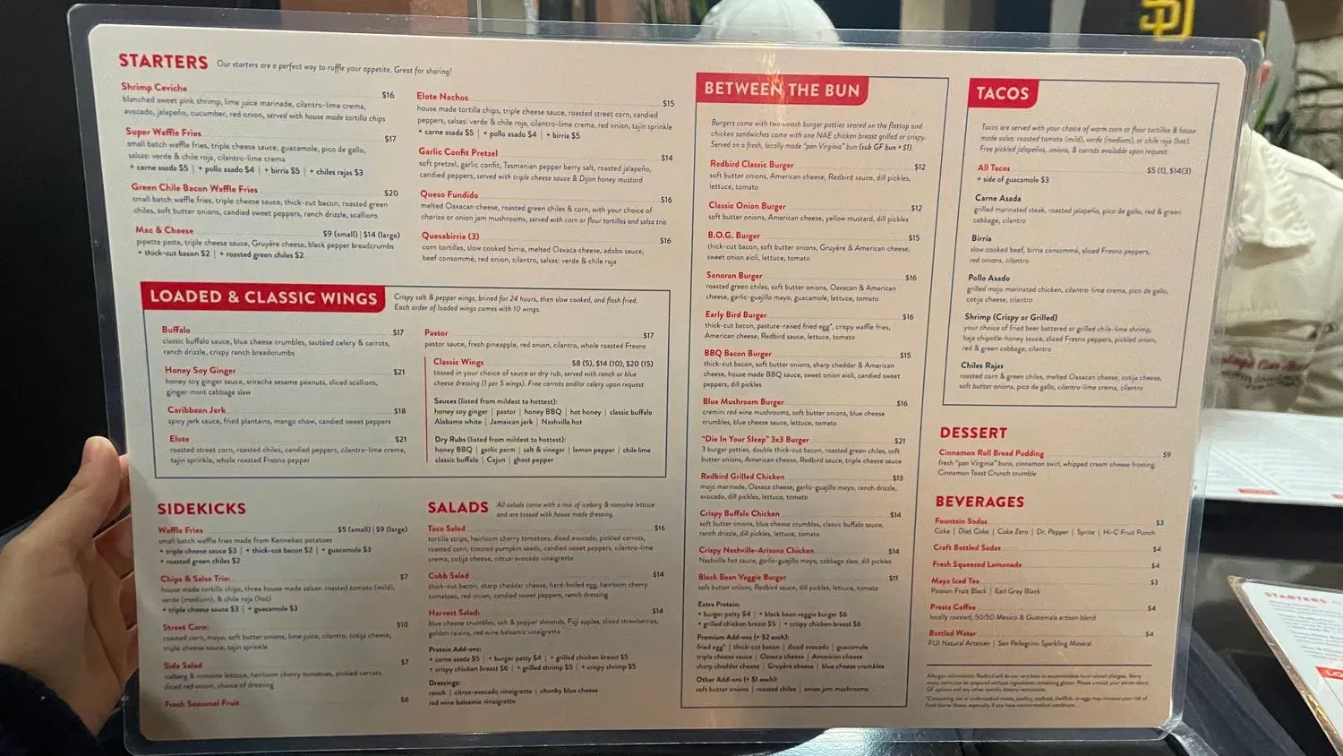Redbird Scratch Kitchen + Bar Menu - Updated November 2025