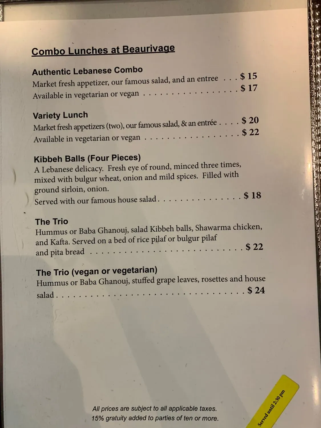 Menu 1