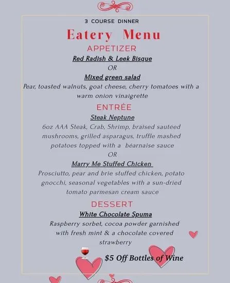 The Eatery By Farrier Pub Menu 