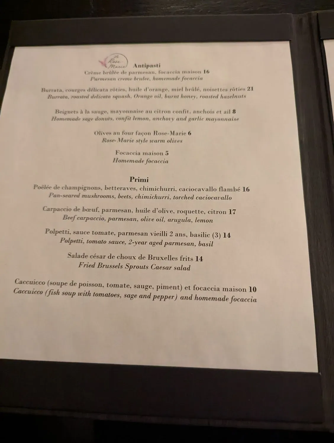 Menu 1