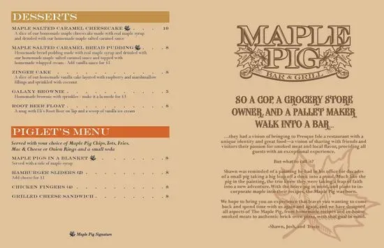 The Maple Pig Menu | Presque Isle, ME | Checkle