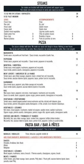 The Rail Coal Fire Bistro Menu | Kahnawake, QC | Checkle