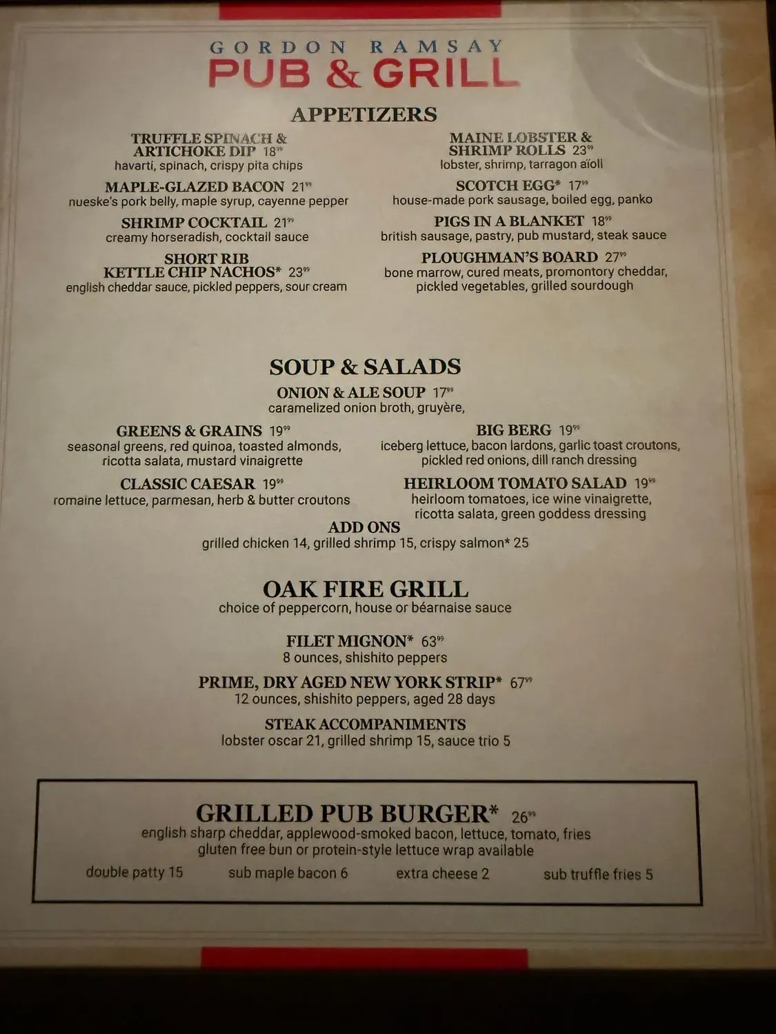 Gordon Ramsay Pub & Grill Menu - Updated November 2025