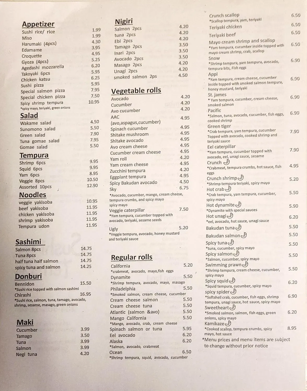 Menu 1