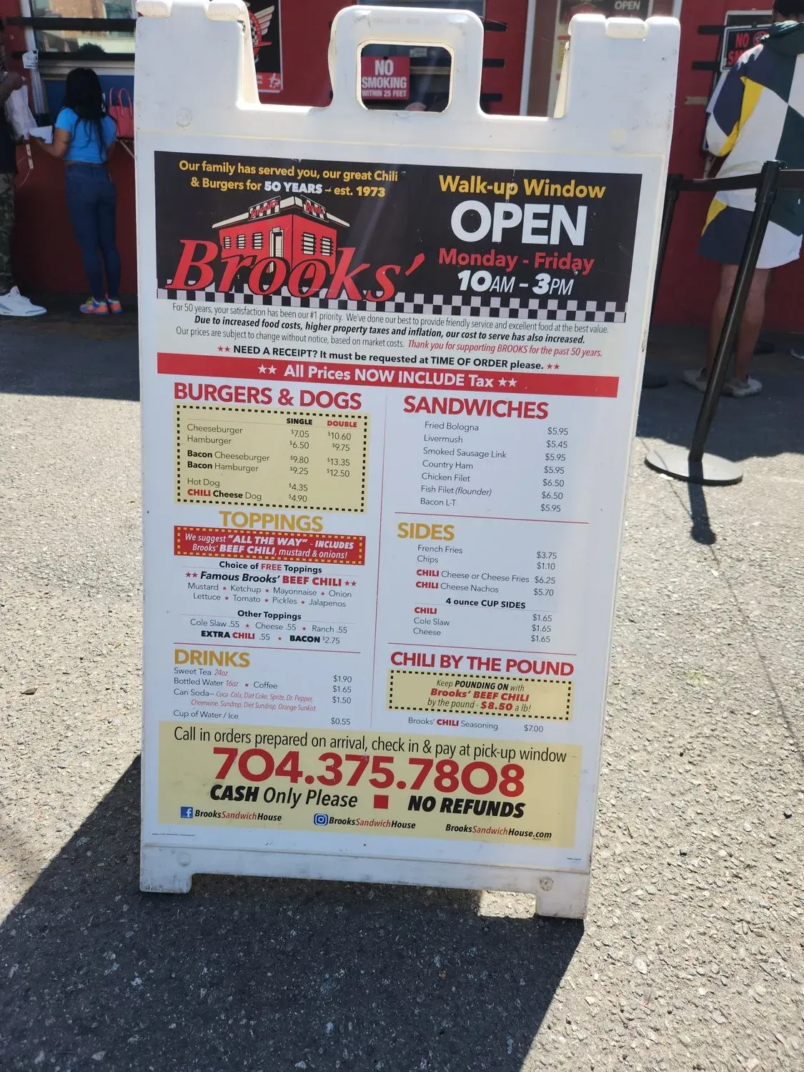 Brooks Sandwich House Menu - Updated November 2025