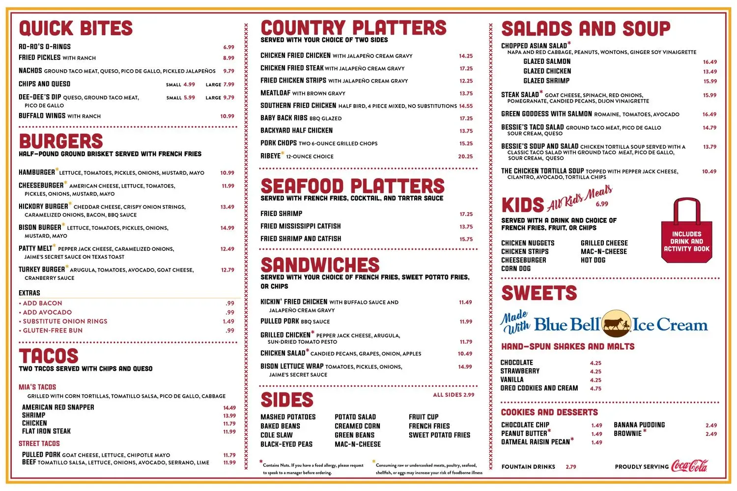 Mia's Table Menu - Updated November 2025