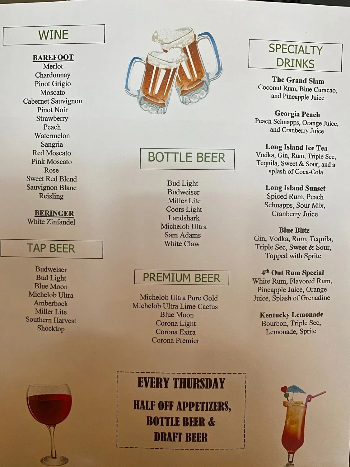 The 4th Out Menu - Updated November 2025