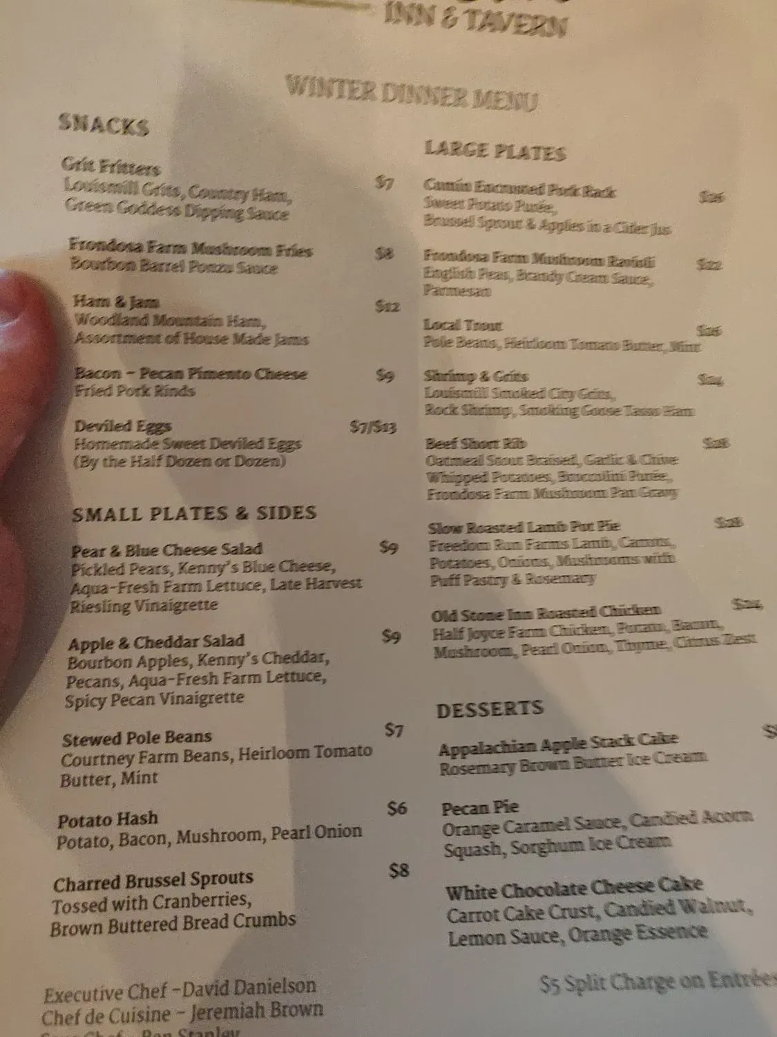 The Old Stone Inn & Tavern Menu - Updated November 2025