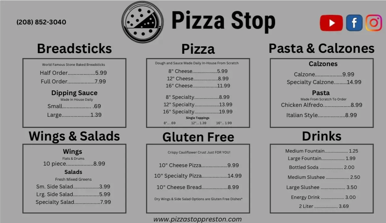 Pizza Stop Smithfield Menu - Updated November 2025