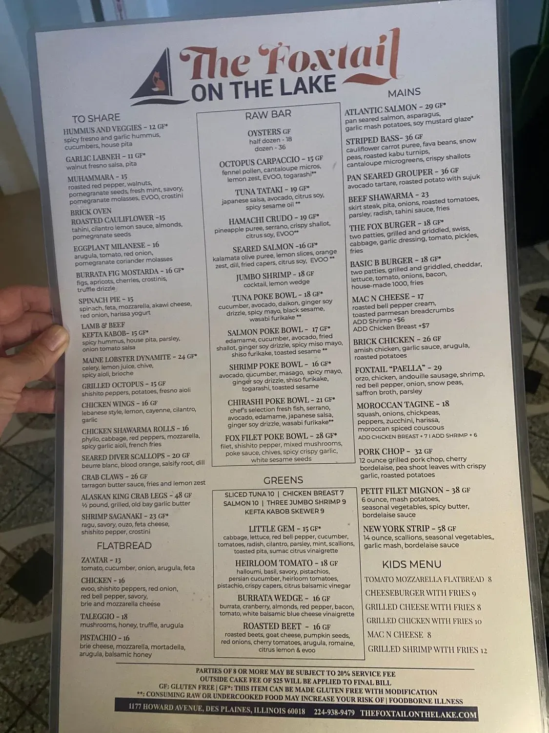 The Foxtail On The Lake Menu - Updated November 2025