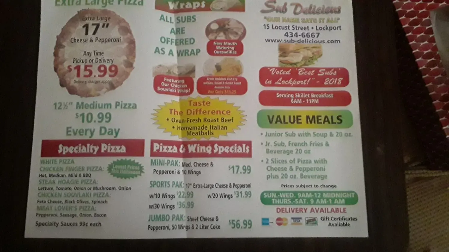 Sub Delicious Menu - Updated November 2025