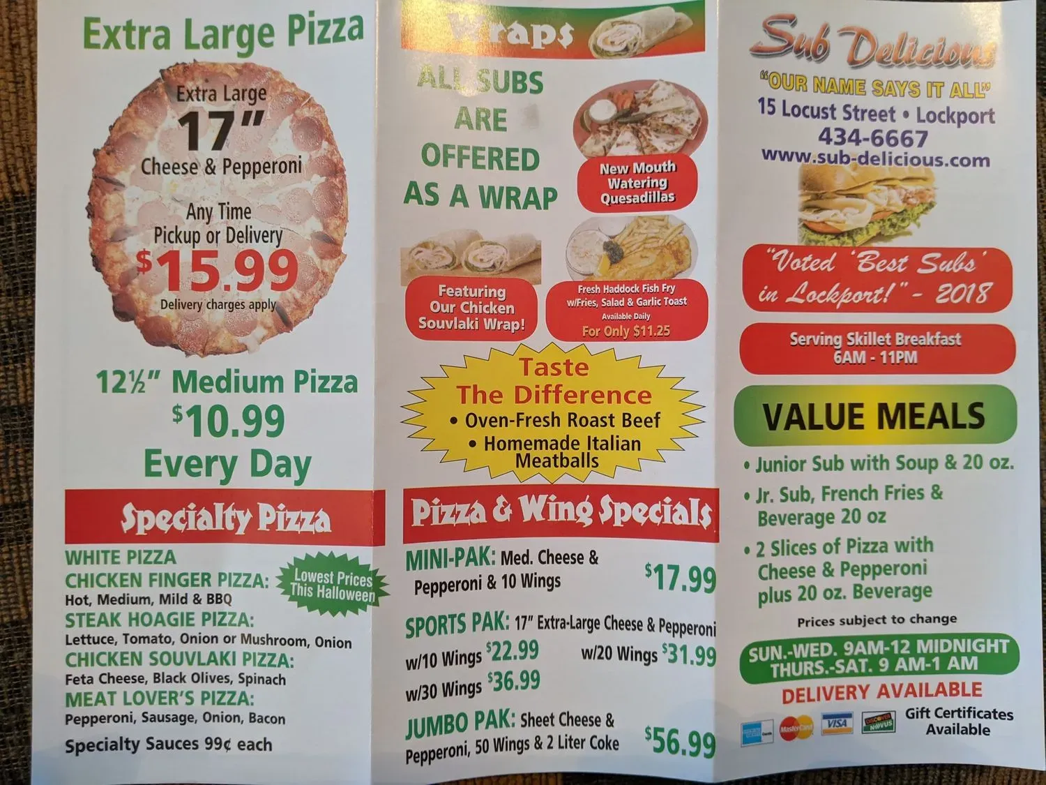 Sub Delicious Menu - Updated November 2025