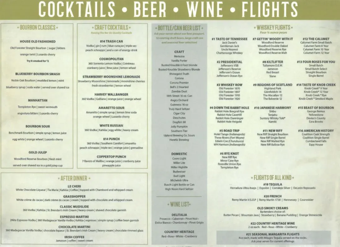 Destination 814 Menu - Updated November 2025