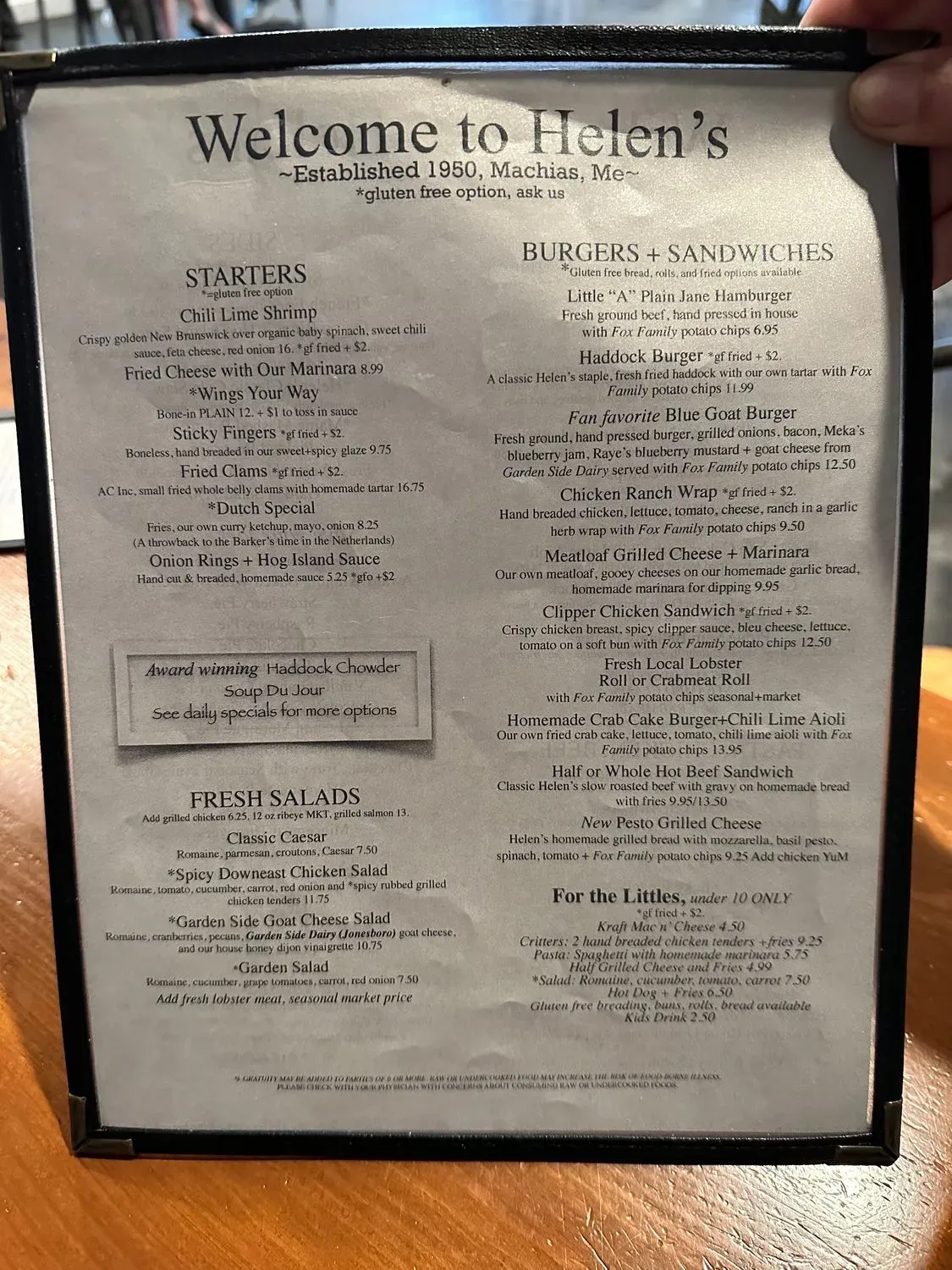 Helen's Restaurant Menu - Updated November 2025