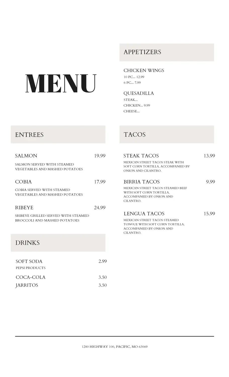 Menu 5