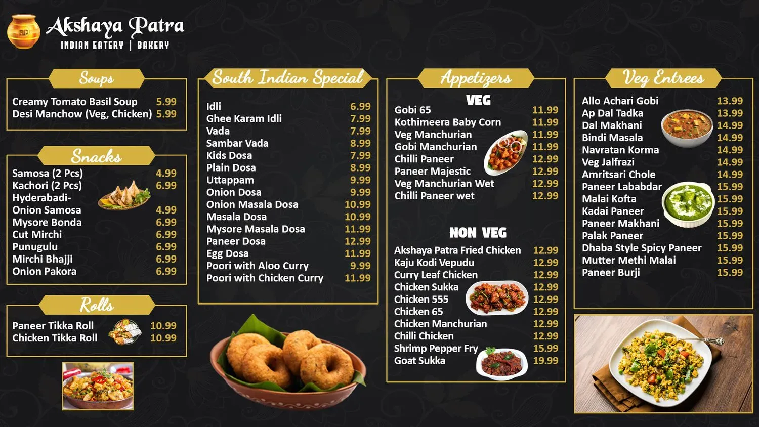 Akshaya Patra - Indian Eatery and Bakery Menu - Updated November 2025