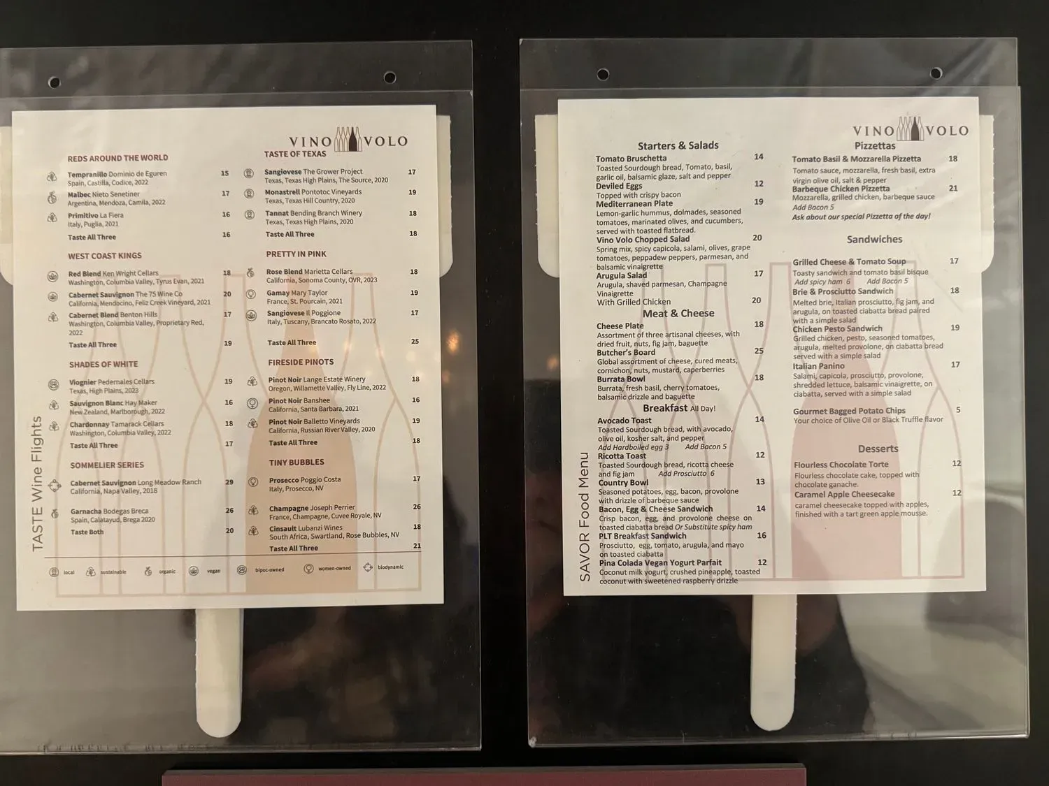 Vino Volo Menu - Updated November 2025