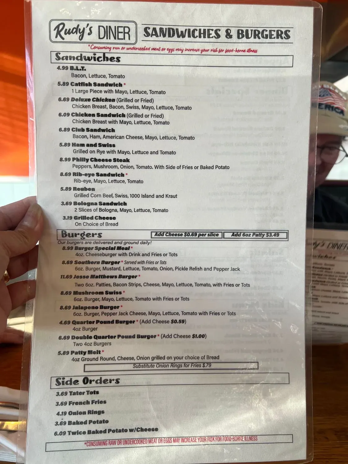 Rudy's Diner Menu - Updated November 2025