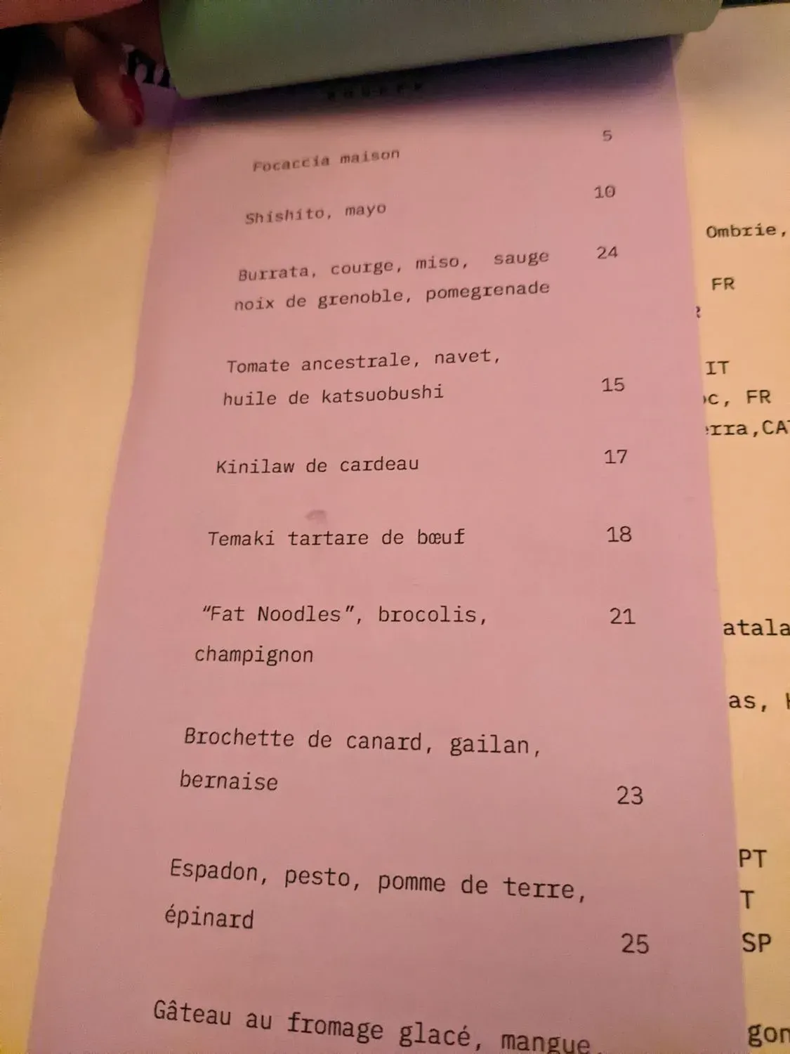 Menu 1