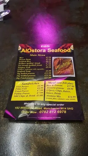 Alostora Seafood Restaurant Menu Manchester Checkle