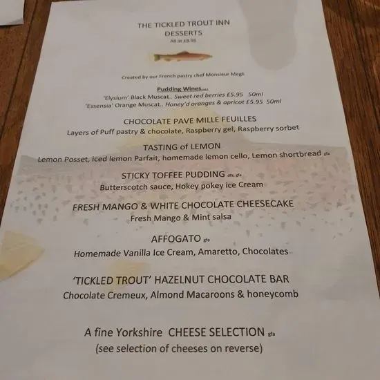 The Tickled Trout Inn Menu York Checkle