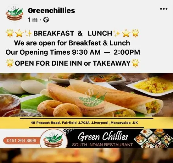 Green Chillies Menu Liverpool Checkle