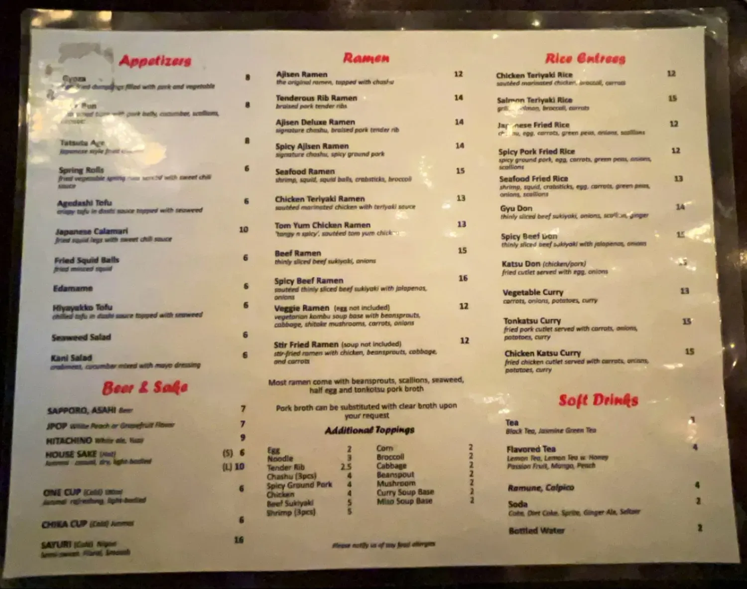 Menu 5