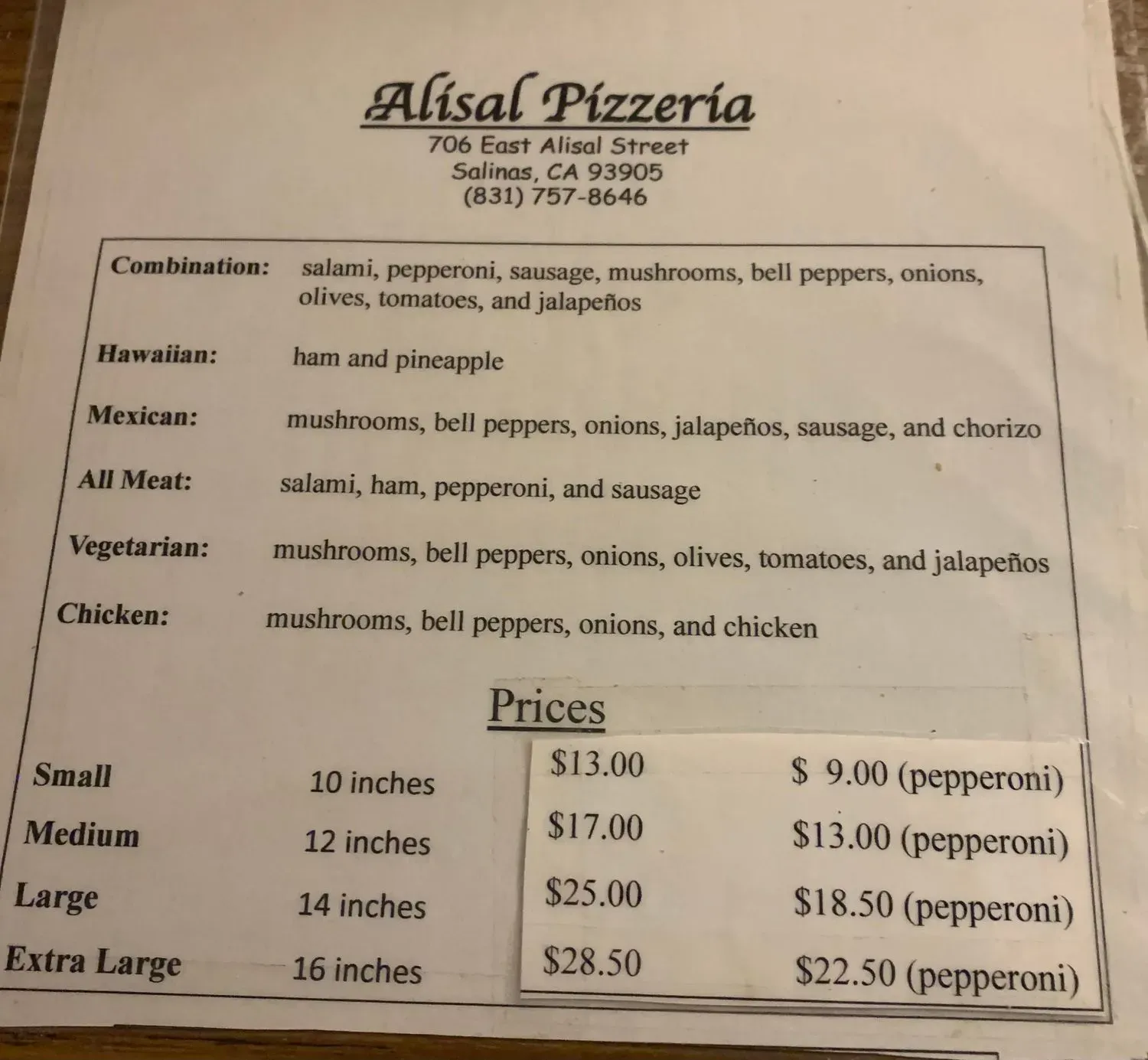 Menu 1