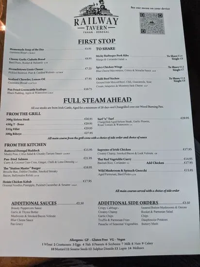 The Railway Tavern Menu | Fahan, Co. Donegal | Checkle