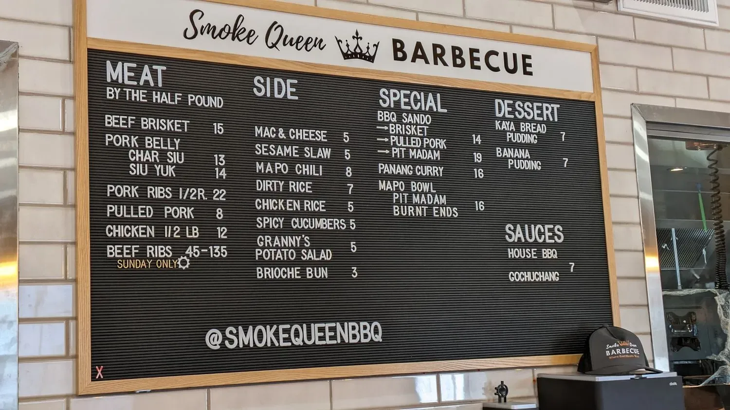 Smoke Queen Barbecue Menu - Updated November 2025