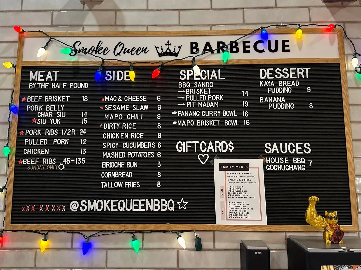 Smoke Queen Barbecue Menu - Updated November 2025