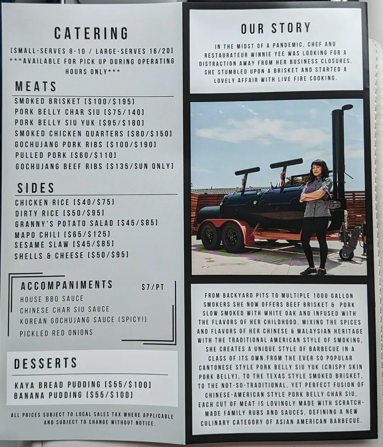 Smoke Queen Barbecue Menu - Updated November 2025