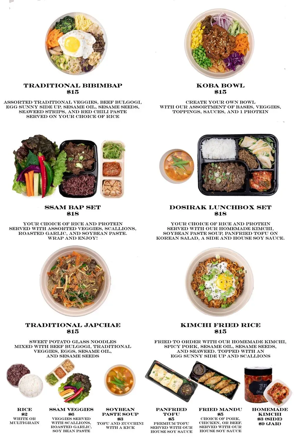 KOBA Korean BBQ Menu - Updated November 2025