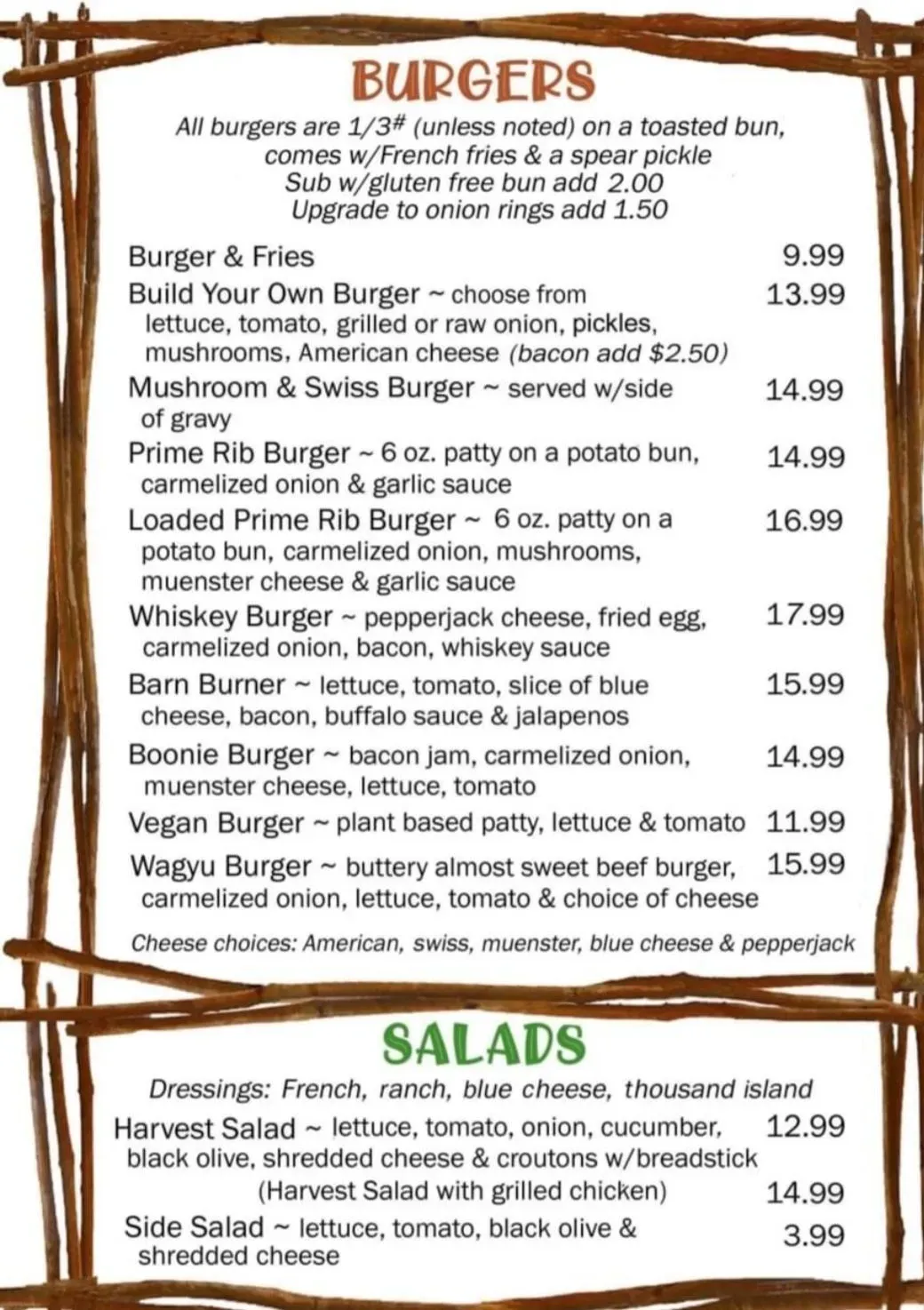 Boondocks Bar & Grill + RV Campground Menu - Updated November 2025