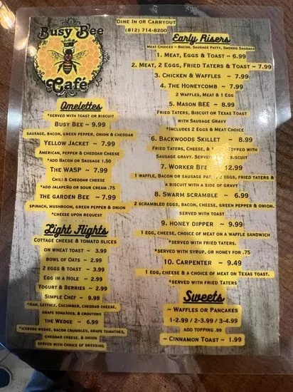 Busy Bee Cafe Menu | Spencer, IN | Checkle