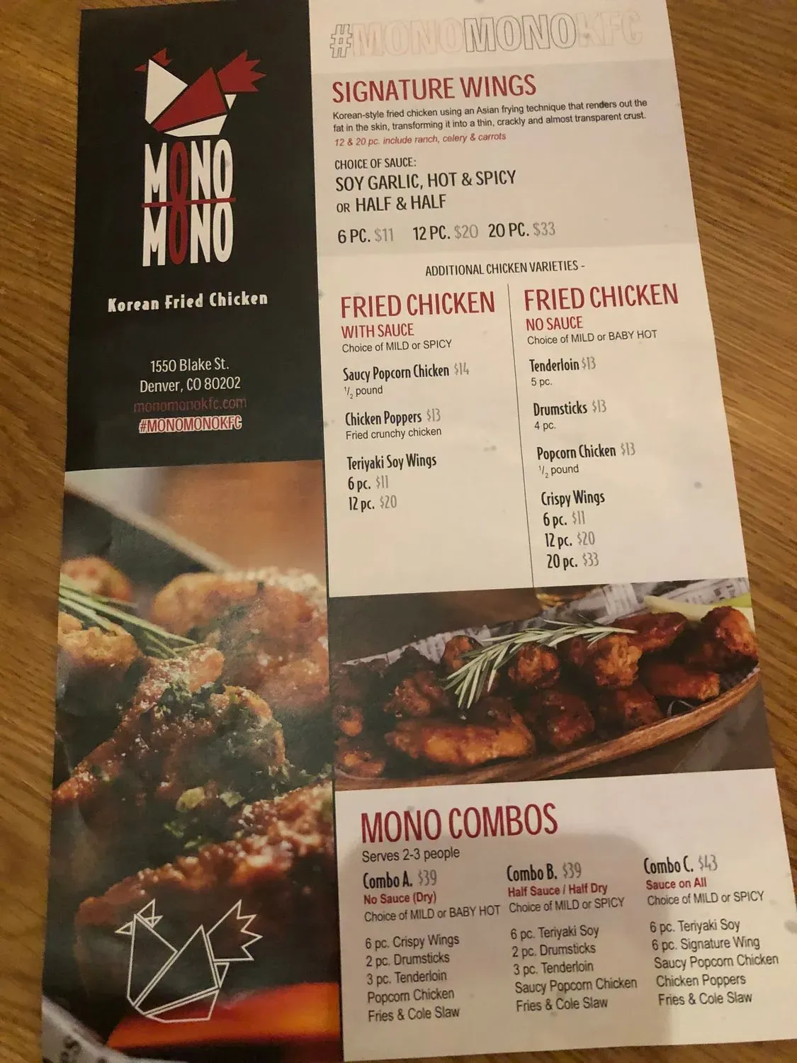 Mono Mono Korean Fried Chicken Menu - Updated November 2025