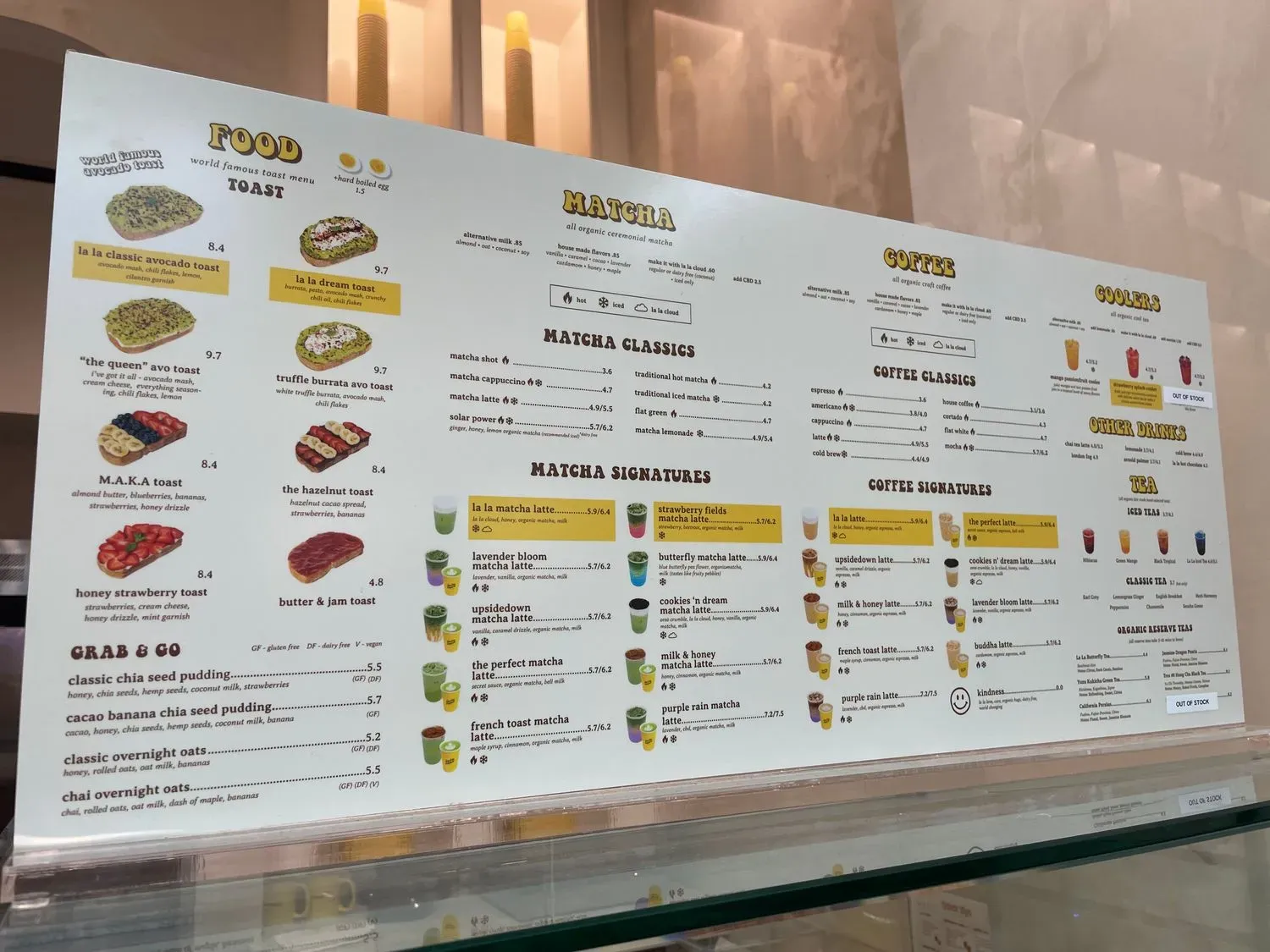 La La Land Menu - Updated October 2025